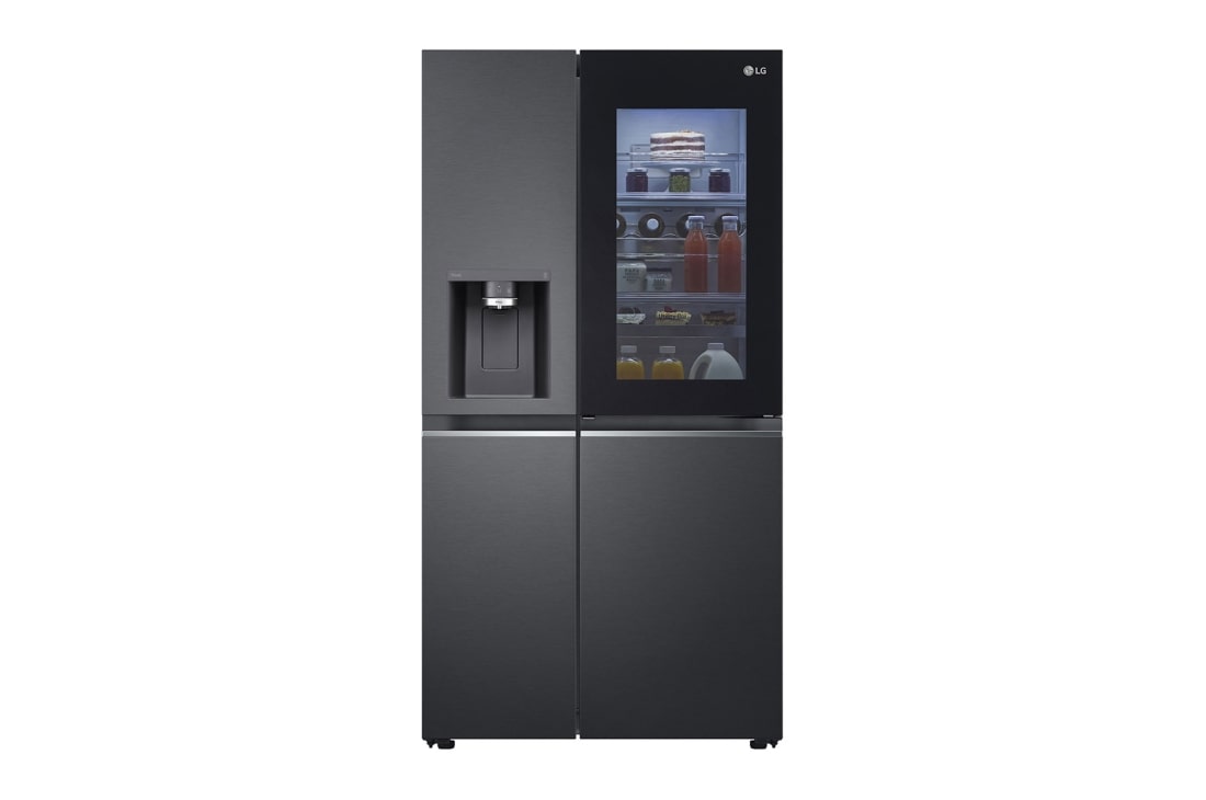 LG Side-by-Side InstaView™ Black fridge, 617 Litre, front view, GR-X267CQES