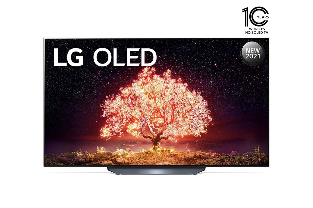 LG OLED 77 Inch TV With 4K Active HDR Cinema Screen Design from the B1 Series, front view, OLED77B1PVA