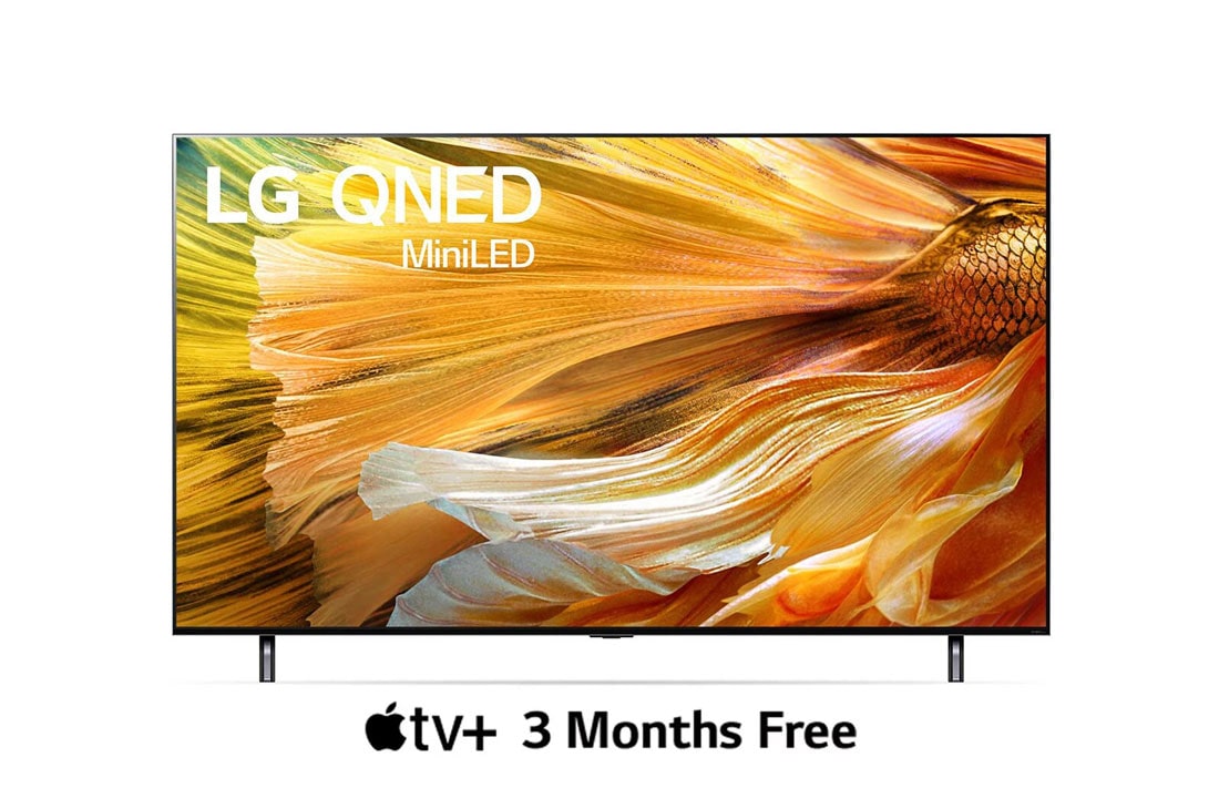 LG QNED TV 65 Inch QNED90 Series, Cinema Screen Design 4K Cinema HDR WebOS Smart ThinQ AI Mini LED, A front view of the LG QNED TV, 65QNED90VPA