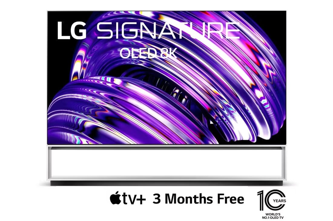 LG OLED TV 88 Inch Z2 Series Gallery Design Cinema HDR WebOS Smart ThinQ AI 8K Pixel Dimming, Front view , OLED88Z26LA