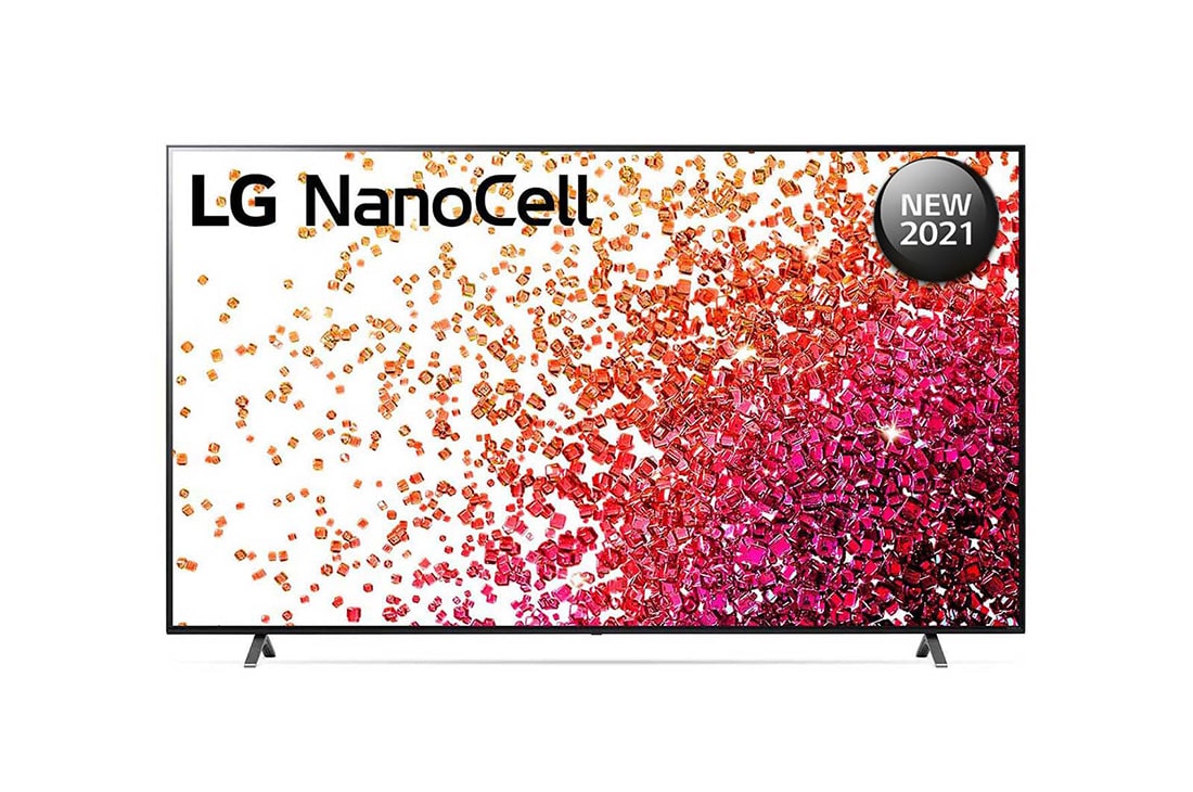 LG NanoCell 86 Inch TV With 4K Active HDR Cinema Screen Design from the NANO75 Series, A front view of the LG NanoCell TV, 86NANO75VPA