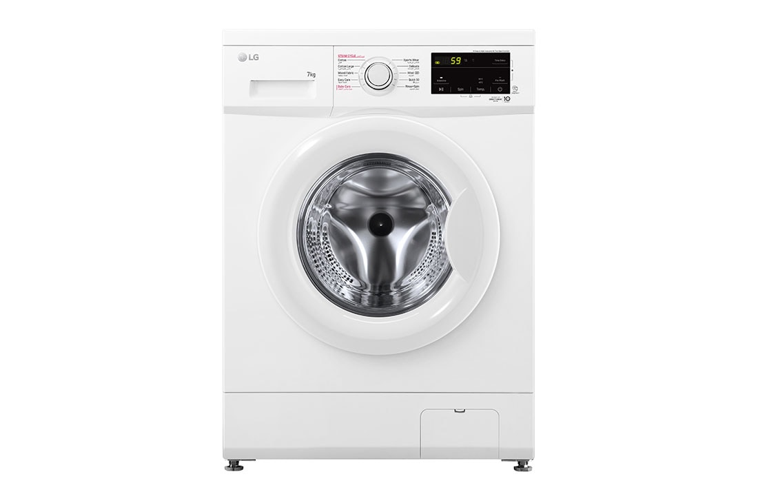 LG 2023 7kg Washing Machine, Direct Drive, White, Front View, FH2J3HDYL02