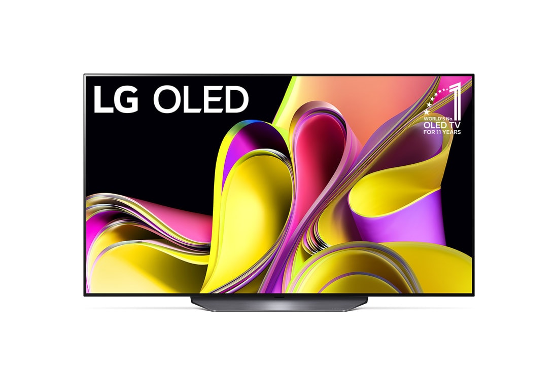 LG 55'' LG OLED TV | OLED55B39LA, Vorderansicht mit dem LG OLED „11 Years World No.1“-OLED-Logo auf dem Bildschirm, OLED55B39LA