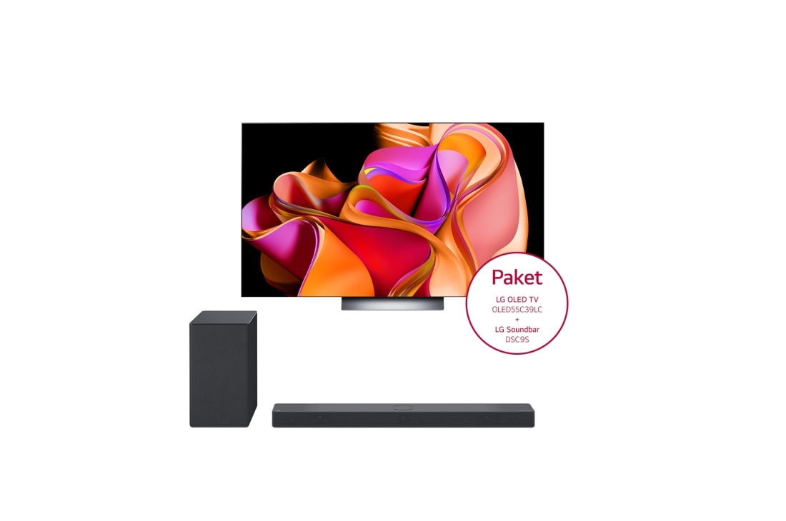 LG 55'' LG OLED TV | OLED55C39LC & 3.1.3 Dolby Atmos® soundbar mit 400 Watt | kabelloser Subwoofer DSC9S, OLED55C39LC.DSC9S