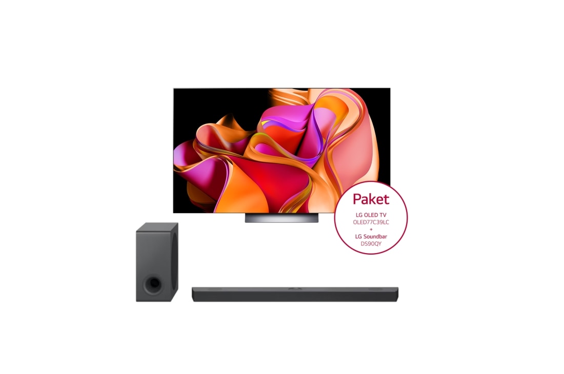 LG 77'' LG OLED TV | OLED77C39LC & 5.1.3 Dolby Atmos® soundbar mit 570 Watt | kabelloser Subwoofer | LG DS90QY, OLED77C39LC.DS90QY