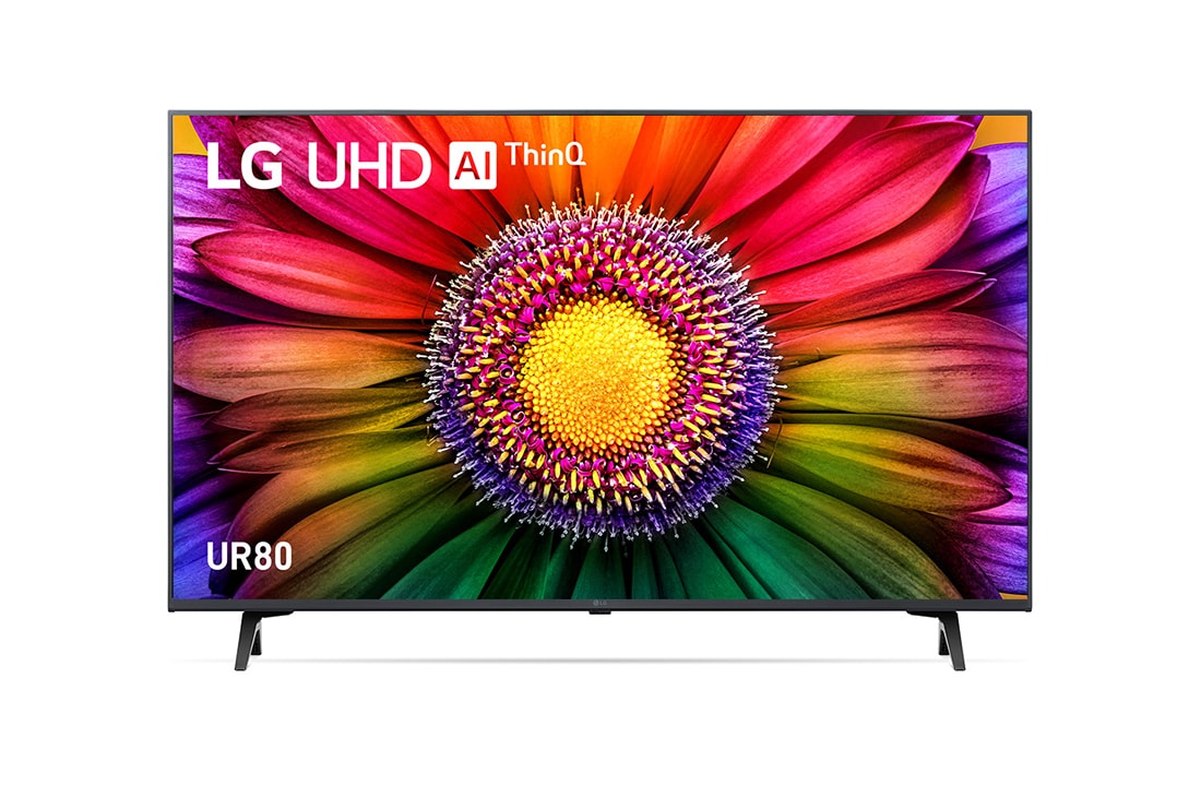 LG UHD TV UR80 43 inch 4K Smart TV with Al Sound Pro, A front view of the LG UHD TV, 43UR8050PSB