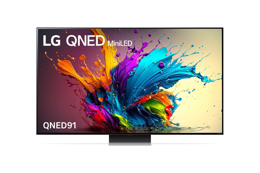 LG 86 inch LG MiniLED QNED91 4K Smart TV 2024, Front view of QNED91, 86QNED91TSA