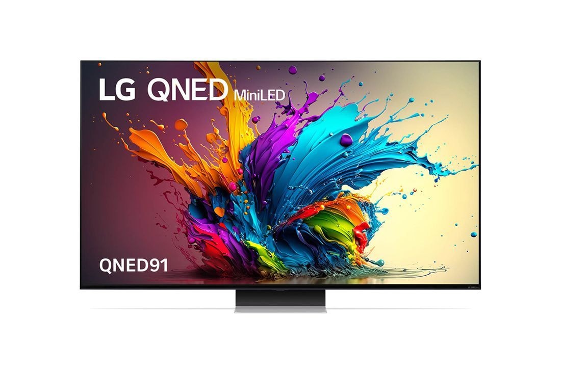 LG 65 inch LG MiniLED QNED91 4K Smart TV 2024, Front view of QNED91, 65QNED91TSA