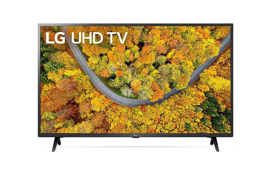 LG UP7550 43'' UHD 4K TV, front view with infill image, 43UP7550PTC