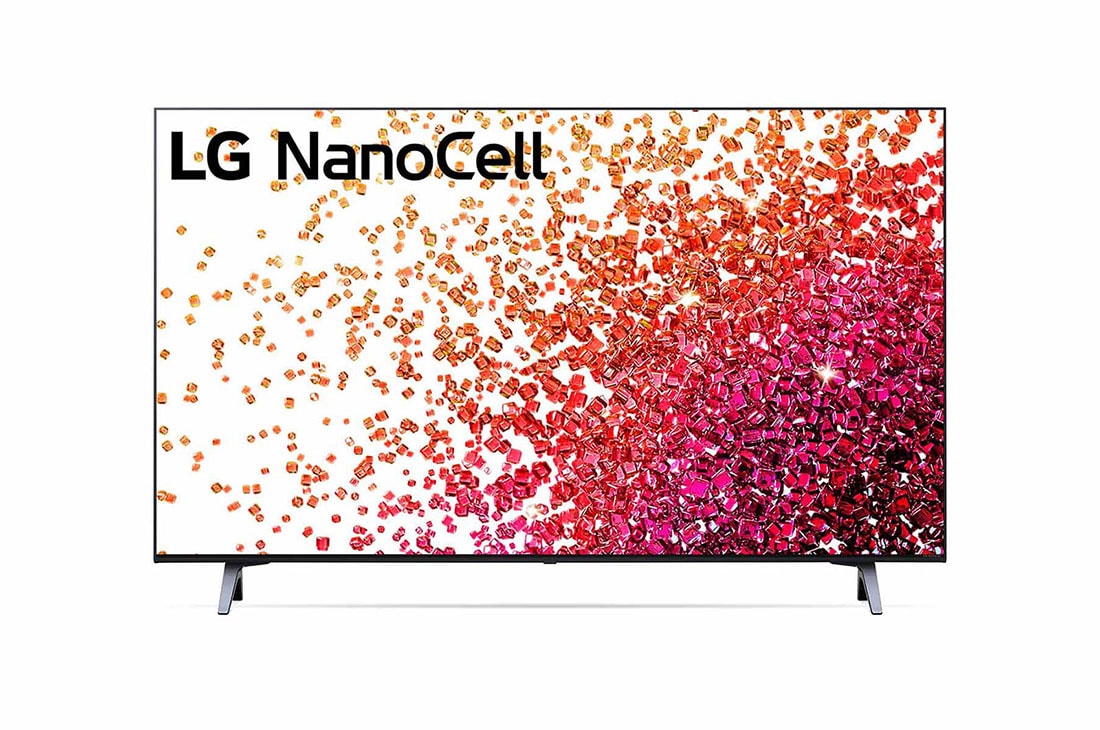 LG  LG NanoCell 43'' NANO75 4K Smart TV con ThinQ AI (Inteligencia Artificial), α5 AI Processor, Vista frontal del televisor LG NanoCell, 43NANO75SPA