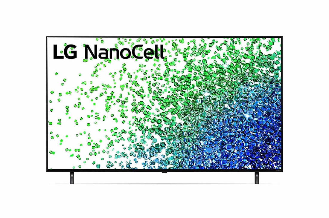 LG  LG NanoCell 50'' NANO80 4K Smart TV con ThinQ AI (Inteligencia Artificial), Procesador α5 AI, Vista frontal del televisor LG NanoCell, 50NANO80SPA