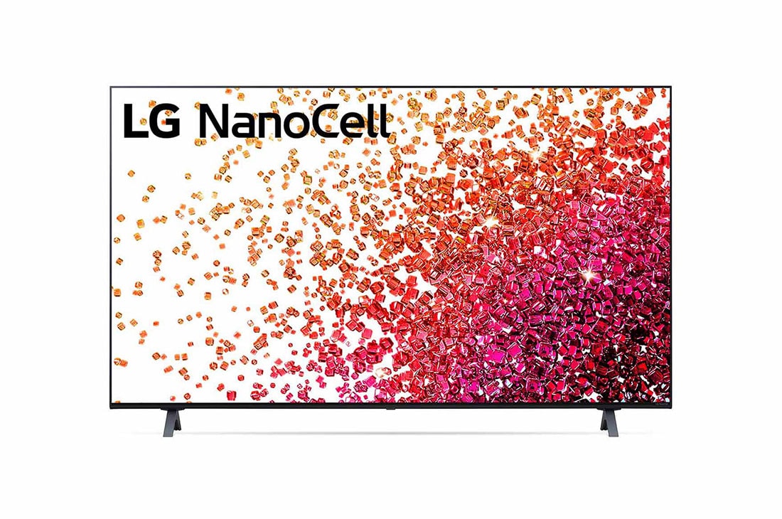 LG  LG NanoCell 50'' NANO75 4K Smart TV con ThinQ AI (Inteligencia Artificial), α5 AI Processor, Vista frontal del televisor LG NanoCell, 50NANO75SPA