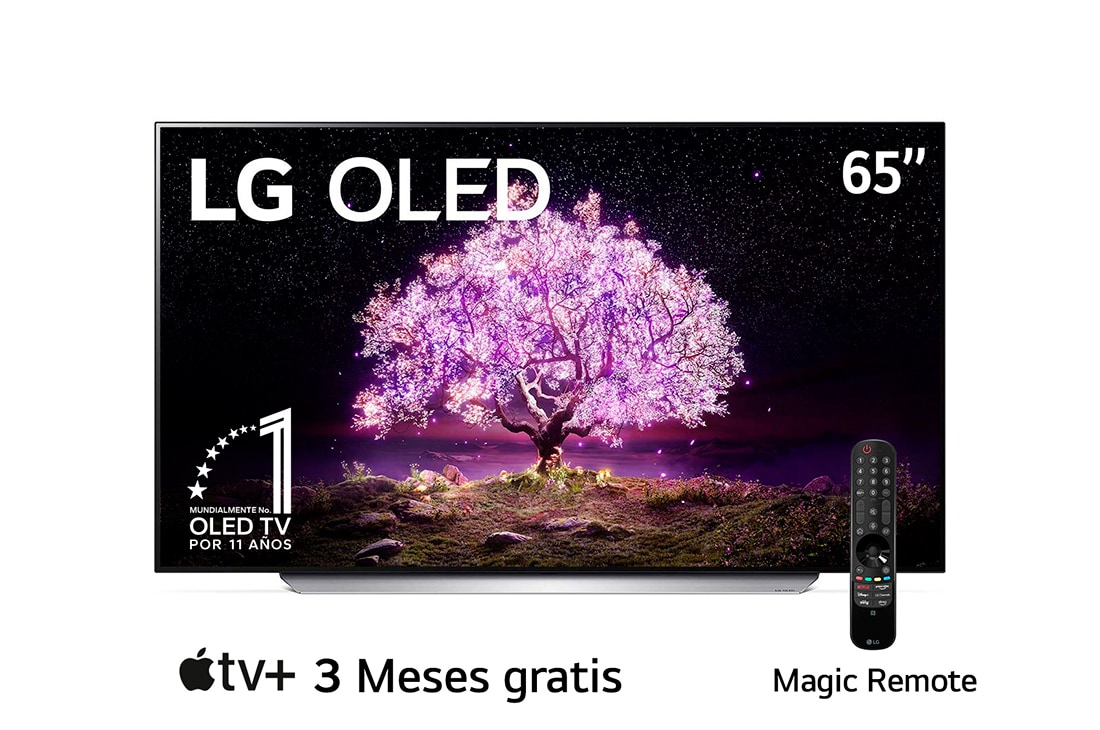 LG OLED 65'' C1 4K Smart TV con ThinQ AI (Inteligencia Artificial), Procesador α9 Gen4 AI , vista frontal, OLED65C1PSA