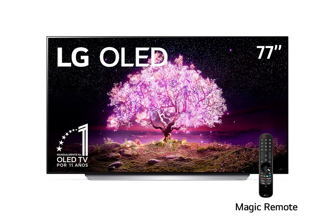 LG OLED 77'' C1 4K Smart TV con ThinQ AI (Inteligencia Artificial), Procesador α9 Gen4 AI , vista frontal, OLED77C1PSA