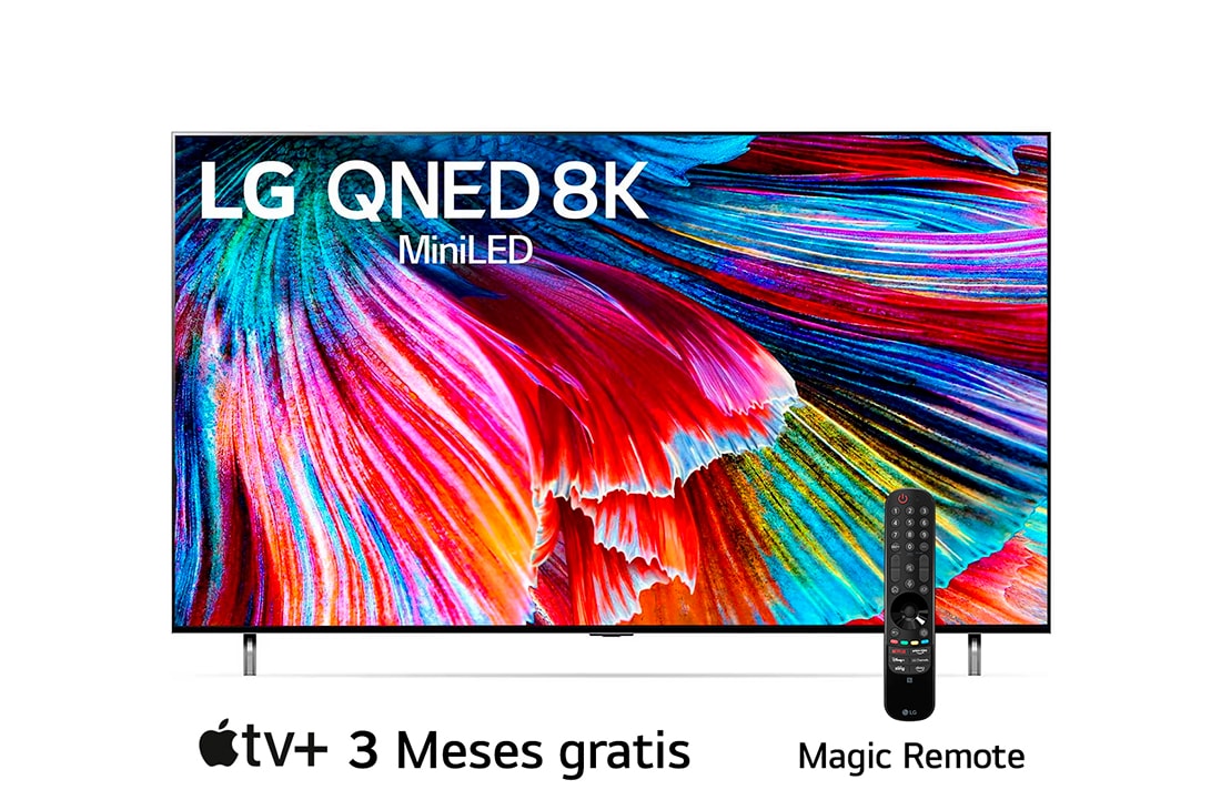 LG QNED Mini LED 86'' QNED99 8K Smart TV con ThinQ AI (Inteligencia Artificial), Procesador α9 Gen4 AI 8K, Una vista frontal del televisor LG QNED, 86QNED99SPA