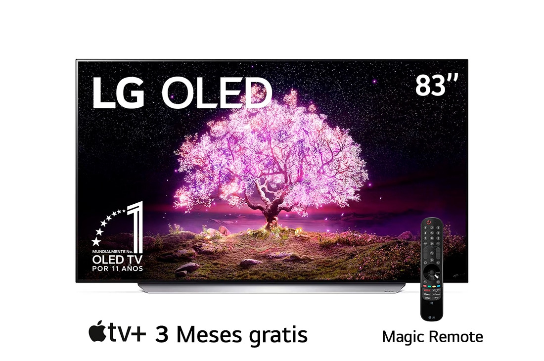 LG OLED 83'' C1 4K Smart TV con ThinQ AI (Inteligencia Artificial), Procesador α9 Gen4 AI , vista frontal, OLED83C1PSA