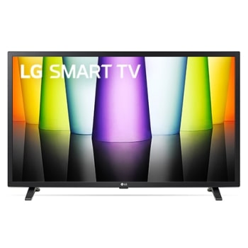 Una vista frontal del televisor LG Full HD con una imagen de relleno y el logotipo del producto en
