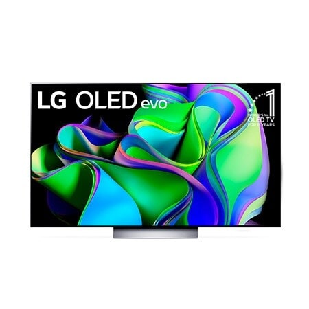 Vista frontal da LG OLED evo e do emblema "11 Anos | TV OLED Nº 1 no Mundo", com a Soundbar aparecendo abaixo. 