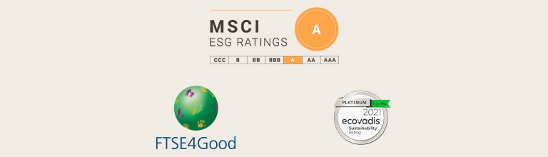 Logotipo MSCI ESG, logotipo FTSE4Good, logotipo 2020 Eco Vadis