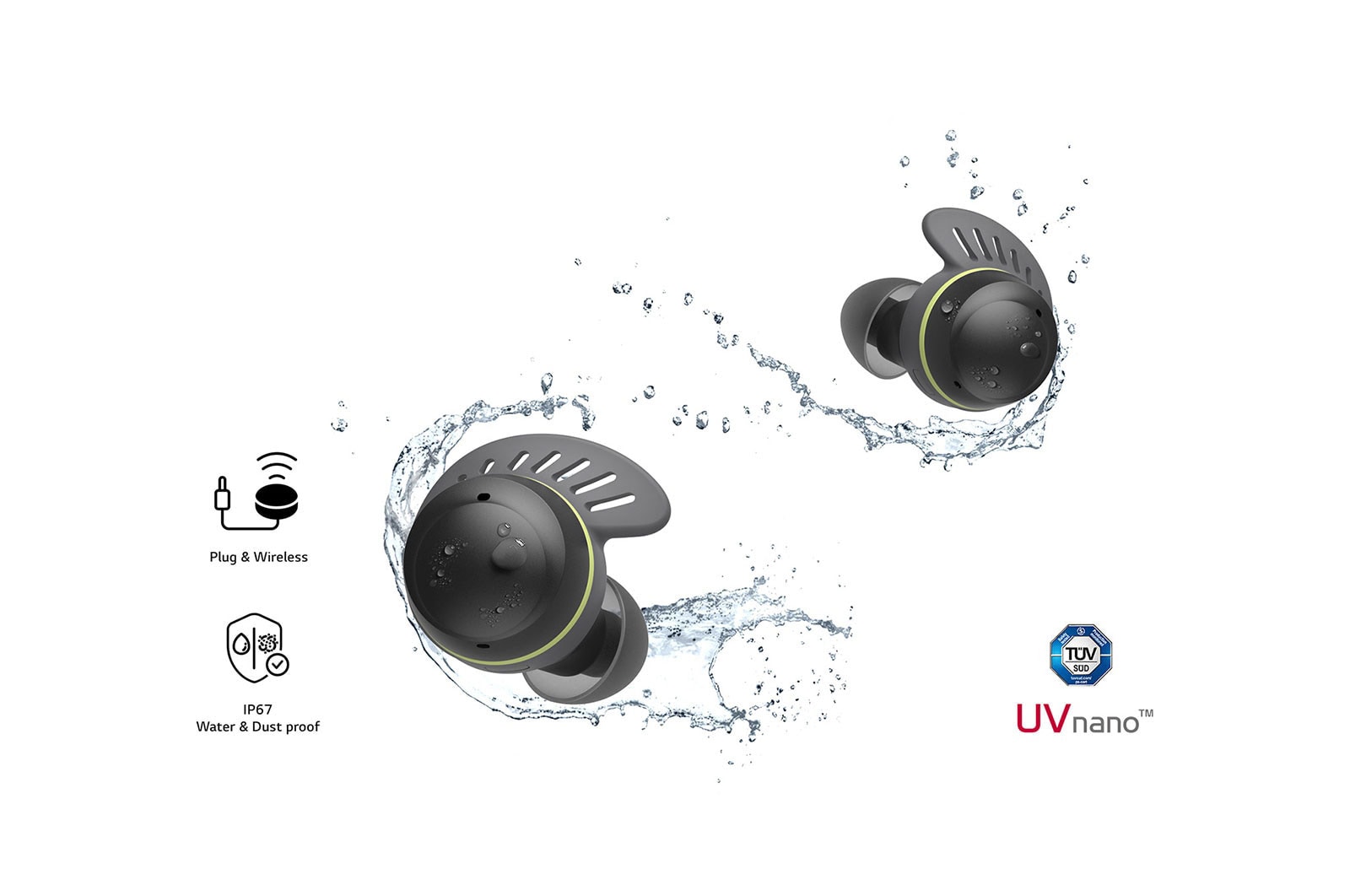 LG TONE Free® Fit TF8 - SwivelGrip Technology True Wireless Bluetooth UVnano+ Earbuds, TONE-TF8