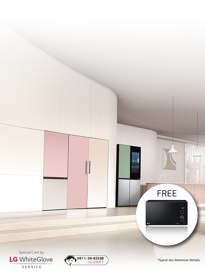 Dapatkan Free LG NeoChef Microwave<br>Setiap Pembelian Kulkas LG Objet Collection*