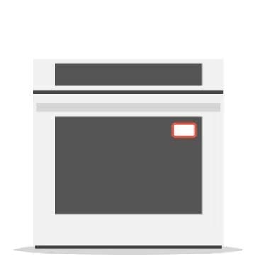 It shows the range/ oven and its QR code sticker location.