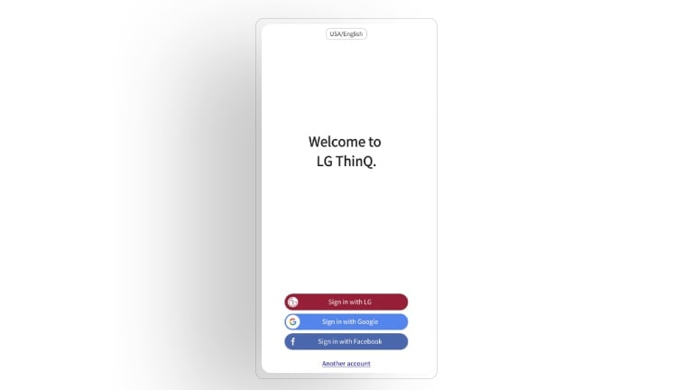 Image shows the LG ThinQ app's welcome screen