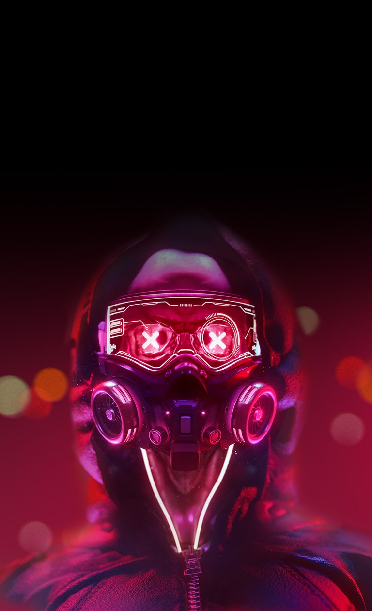 Immagine di un robot illuminato in rosso. Gli occhi lampeggiano lentamente.