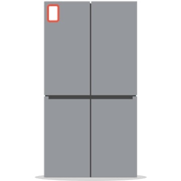 Mostra il frigorifero e la posizione dell’adesivo del codice QR.