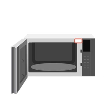 Mostra il forno a microonde e la posizione dell’adesivo del codice QR.