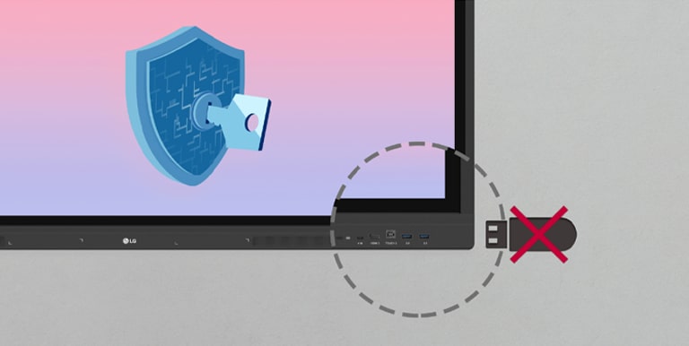 LG CreateBoard se puede configurar para deshabilitar los USB conectados a las pantallas por motivos de seguridad.