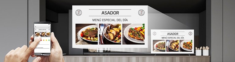 El propietario de la tienda puede crear los contenidos del menú en forma simple en el tablero del menú con el uso de la aplicación móvil.