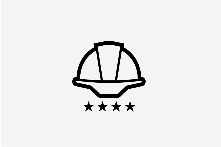 Image of helmet icon, indicating professional service.