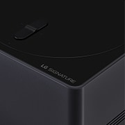 Slightly-angled close-up of the Zero Connect Box with the LG OLED logo on the edge