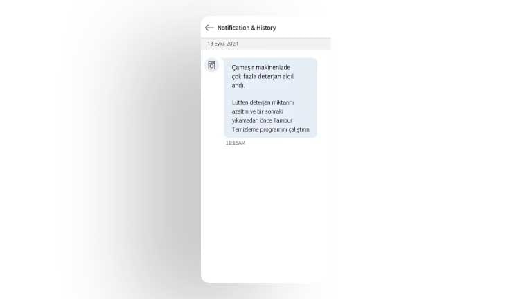LG ThinQ uygulamasının ThinQ Care ekranındaki birkaç uyarı mesajının görüntüsü.