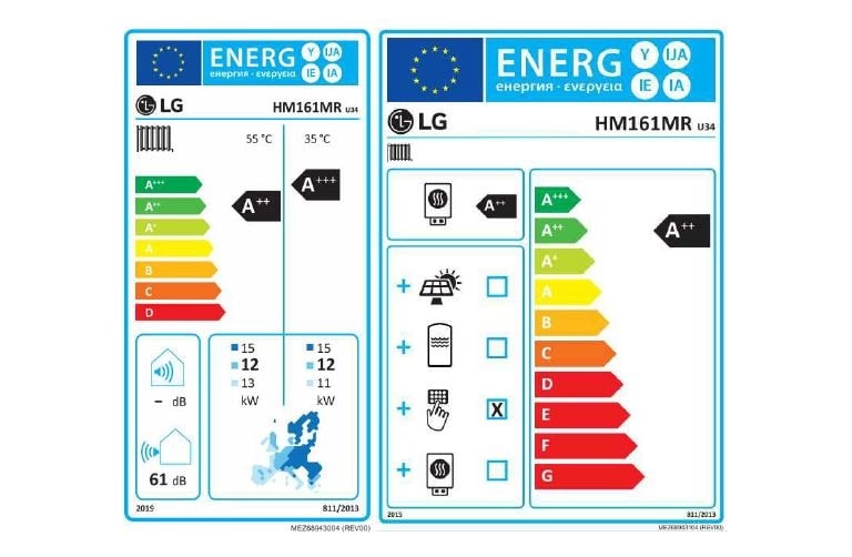 LG Therma V R32 Monobloc S Energy Labeling for EU Market
