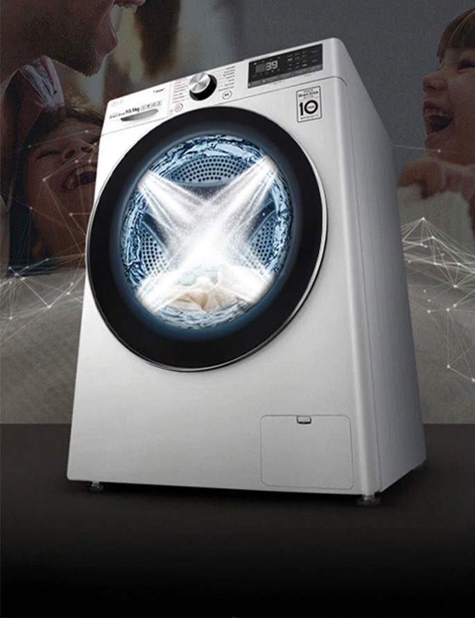 LG Waschmaschine mit TurboWash 360 Inverterpumpe.