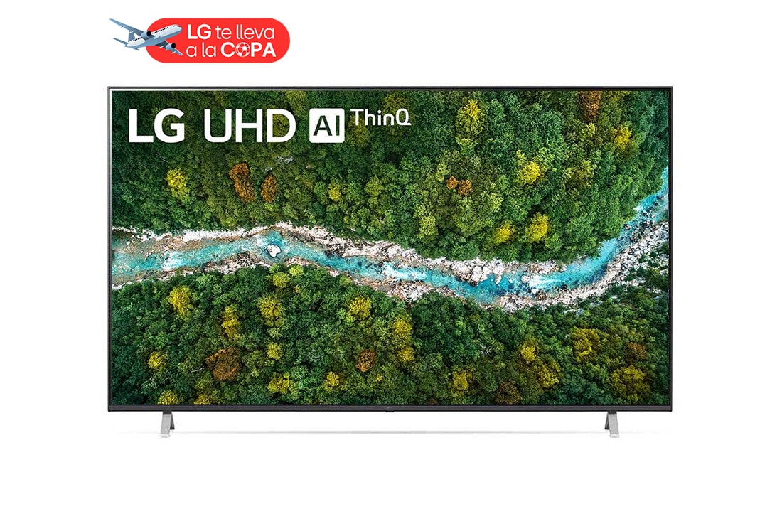 LG TV 70'' | Ultra HD LED | Procesador α5 Gen4 | ThinQ ™ | 4K HDR Activo | Verdadera Experiencia de Cine, vista frontal con imagen de relleno, 70UP7750PSB