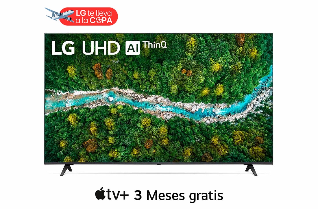 LG TV 65'' | Ultra HD LED | Procesador α5 Gen4 | ThinQ ™ | 4K HDR Activo | Verdadera Experiencia de Cine, vista frontal con imagen de relleno, 65UP7700PSB