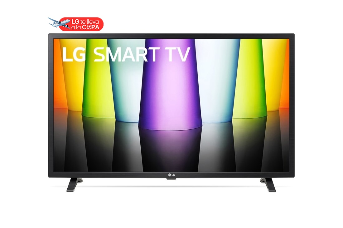 LG HD 32'' LQ630B Smart TV con ThinQ AI (Inteligencia Artificial), Una vista frontal del televisor LG Full HD con una imagen de relleno y el logotipo del producto en, 32LQ630BPSA