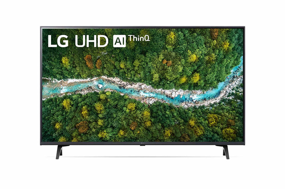 LG TV 43'' | Ultra HD LED |Procesador α5 Gen4| ThinQ ™ | 4K HDR Activo | Verdadera Experiencia de Cine, vista frontal con imagen de relleno, 43UP7700PSB