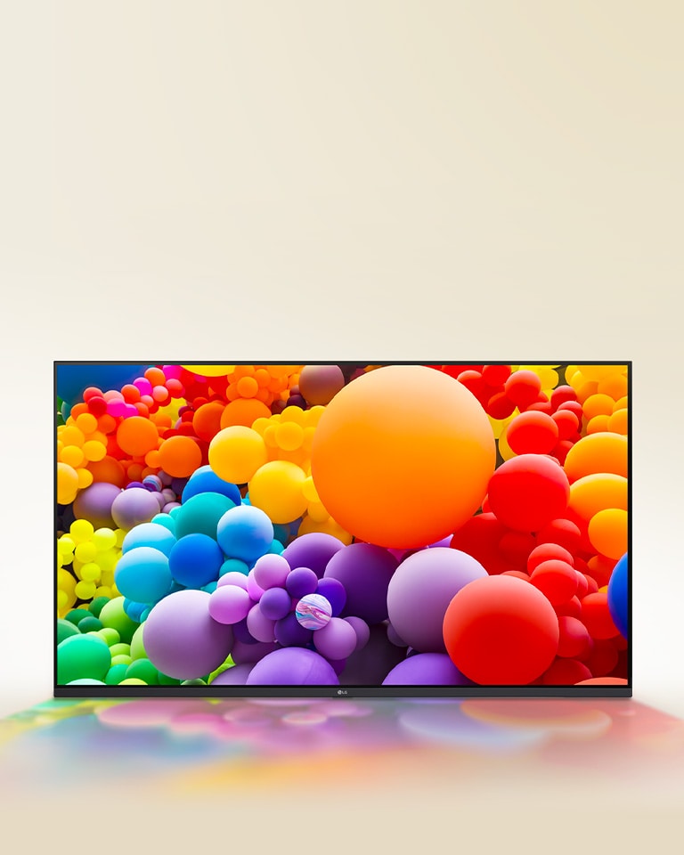 LG UHD teleril kuvatakse mitmeid eri värvi õhupalle.