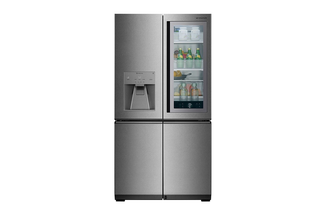 LG SIGNATURE 30 cu.ft. InstaView Door-in-Door™ Refrigerator, Front (Light On), GR-X33FGNGL