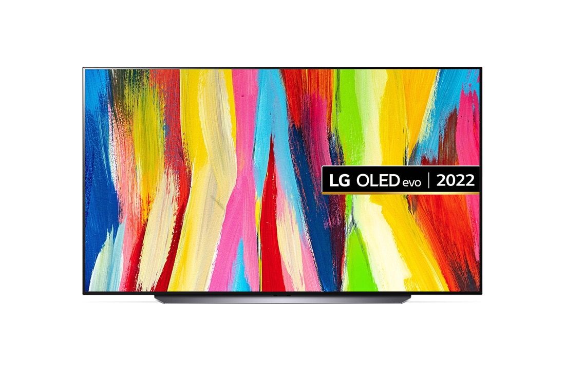 LG OLED evo TV 83 Inch C2 Series, Cinema Screen Design 4K Cinema HDR WebOS Smart AI ThinQ Pixel Dimming, Front view , OLED83C26LA
