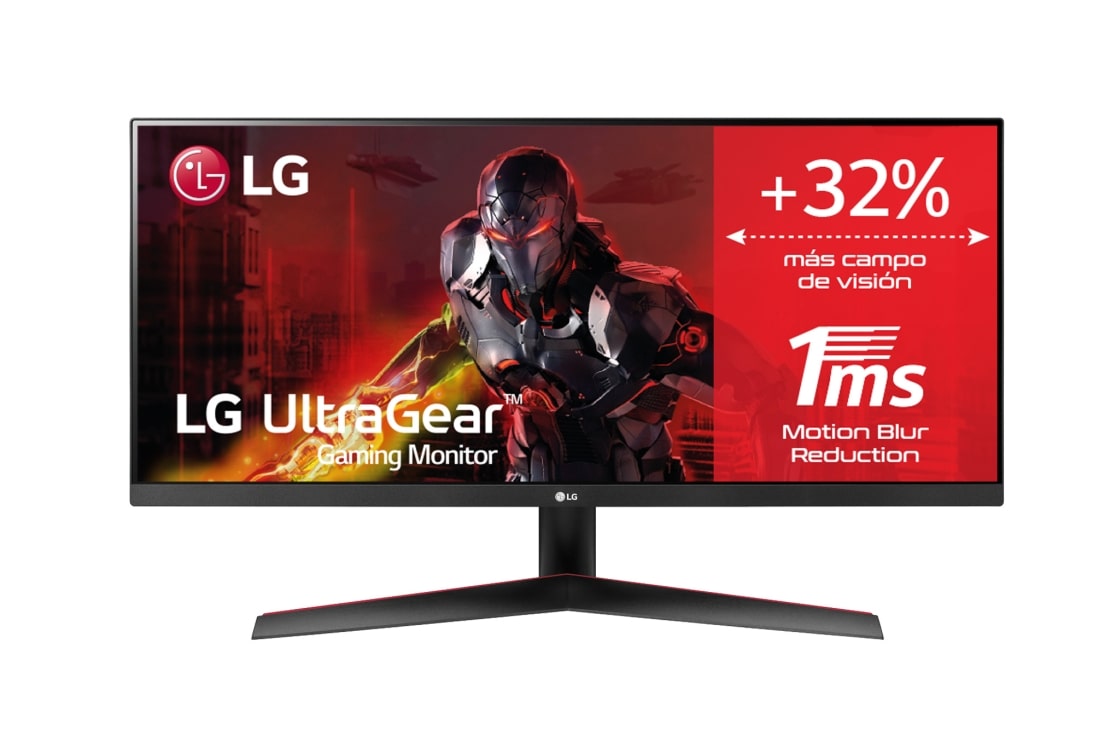 LG 29WP60G-B - Monitor Gaming LG UltraGear (Panel IPS: 2560x1080p, 21:9, 250 cd/m², 1000:1, 5ms “1ms con MBR”); entradas: DP x1, HDMI x1; AMD FreeSync™, 29WP60G-B