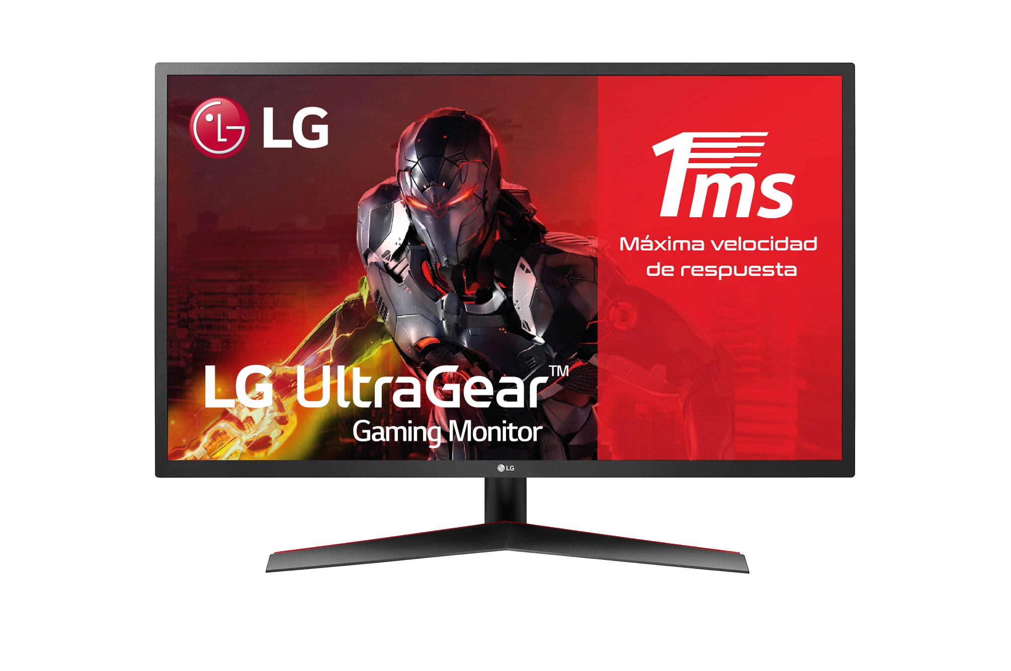 LG 32MP60G-B - Monitor gaming LG UltraGear (Panel IPS:1920X1080px, 16:9, 250 cd/m2, 1200:1, 75Hz, 1ms); entradas: DP x1, HDMI x1, D-SUB x1; FreeSync™, vista frontal, 32MP60G-B