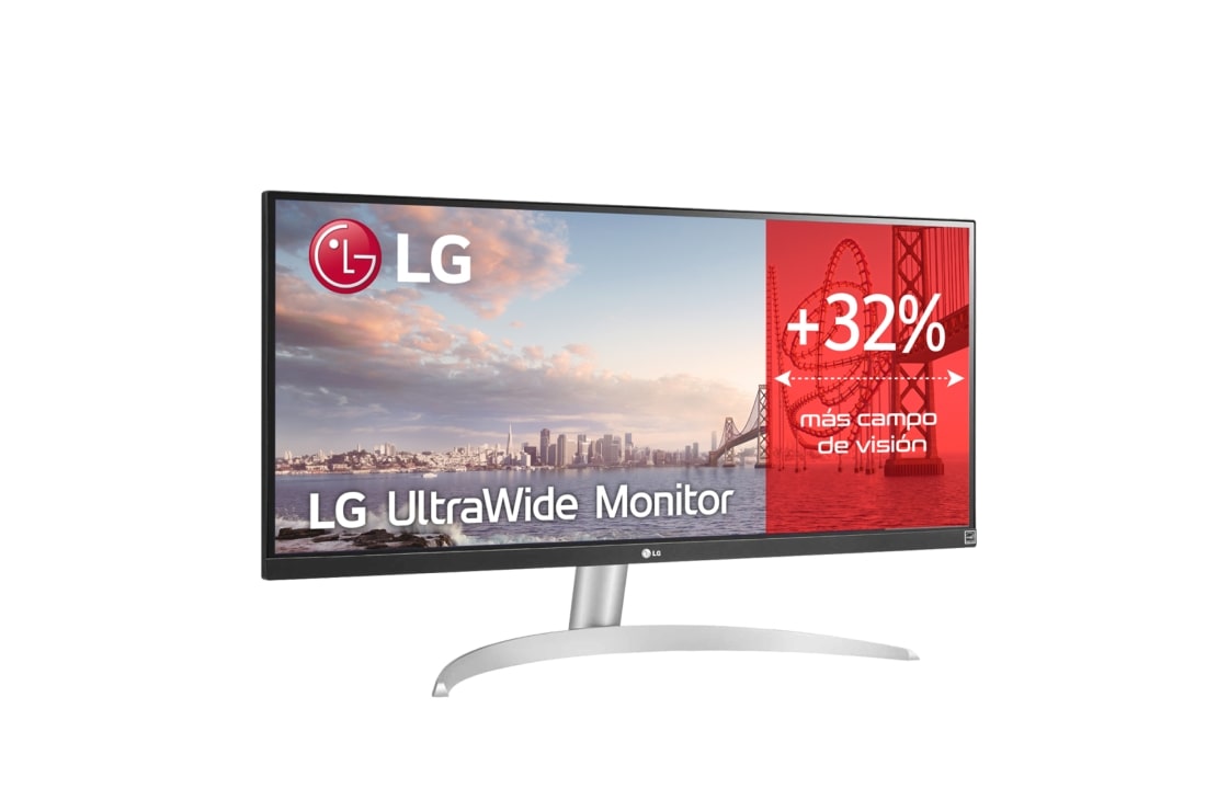 LG 29WQ600-W - Monitor Ultrapanorámico 21:9 LG UltraWide (Panel IPS: 2560x1080, 300cd/m², 1000:1, sRGB>99%); diag. 73cm; entr.: HDMIx1; DPx1; Altavoces estéreo de 7W con tecnología MaxxAudio®, 29WQ600, 29WQ600-W