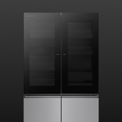 A close-up of the second-generation Refrigerator's Dual InstaView-topped door.