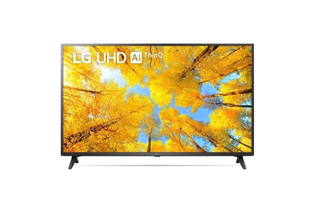 LG UQ75 4K Smart UHD TV 50 ιντσών, Μπροστινή όψη της LG UHD TV με εικόνα που γεμίζει την οθόνη και λογότυπο του προϊόντος, 50UQ75006LF