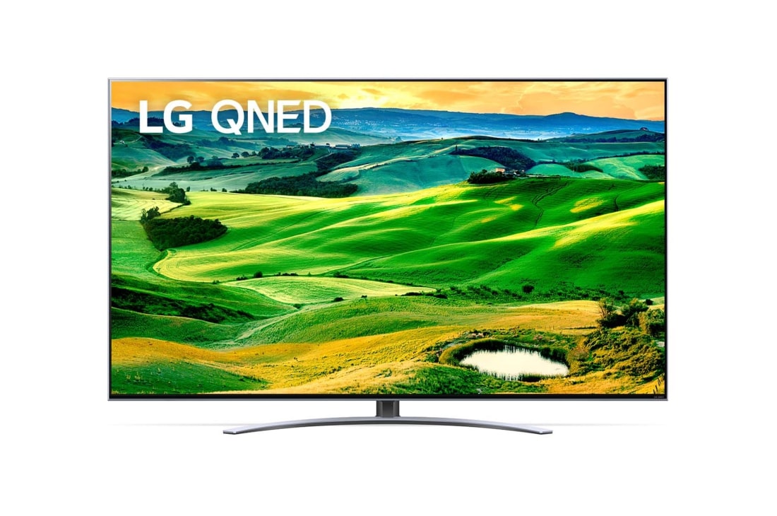 LG 50QNED826QB, Μπροστινή όψη της LG QNED TV με εικόνα που γεμίζει την οθόνη και λογότυπο του προϊόντος, 50QNED826QB